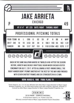 2018 Donruss - Career Stat Line #75 Jake Arrieta Back