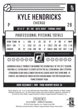 2018 Donruss - Career Stat Line #78 Kyle Hendricks Back