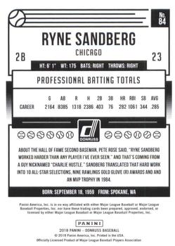 2018 Donruss - Career Stat Line #84 Ryne Sandberg Back