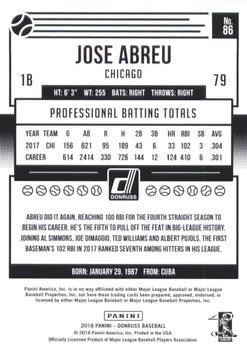 2018 Donruss - Career Stat Line #86 Jose Abreu Back
