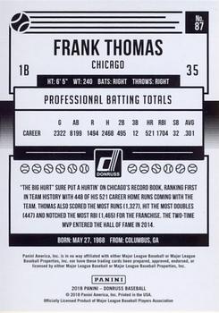 2018 Donruss - Career Stat Line #87 Frank Thomas Back