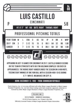2018 Donruss - Career Stat Line #88 Luis Castillo Back