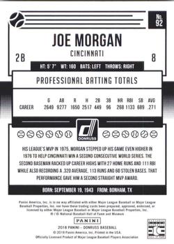 2018 Donruss - Career Stat Line #92 Joe Morgan Back