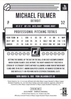 2018 Donruss - Career Stat Line #109 Michael Fulmer Back