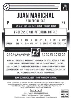 2018 Donruss - Career Stat Line #115 Juan Marichal Back