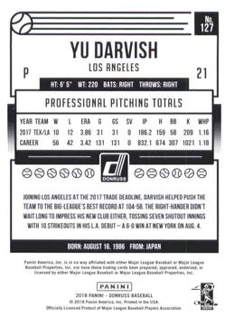 2018 Donruss - Career Stat Line #127 Yu Darvish Back