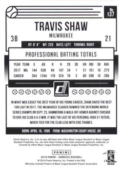 2018 Donruss - Career Stat Line #137 Travis Shaw Back