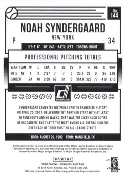 2018 Donruss - Career Stat Line #144 Noah Syndergaard Back