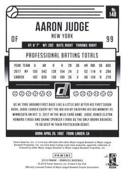 2018 Donruss - Career Stat Line #148 Aaron Judge Back