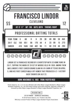 2018 Donruss - Career Stat Line #157 Francisco Lindor Back