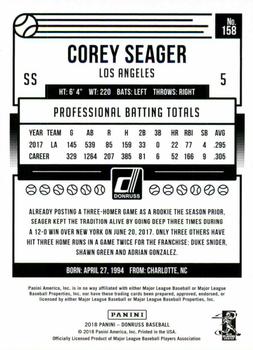 2018 Donruss - Career Stat Line #158 Corey Seager Back