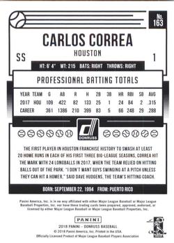 2018 Donruss - Career Stat Line #163 Carlos Correa Back