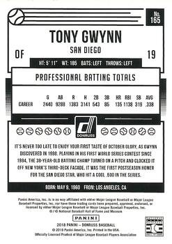 2018 Donruss - Career Stat Line #165 Tony Gwynn Back