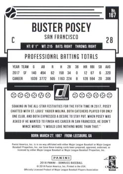 2018 Donruss - Career Stat Line #167 Buster Posey Back