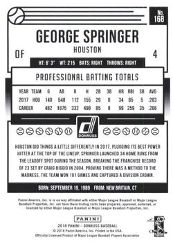 2018 Donruss - Career Stat Line #168 George Springer Back
