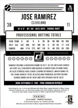 2018 Donruss - Career Stat Line #173 Jose Ramirez Back