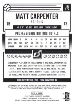 2018 Donruss - Career Stat Line #177 Matt Carpenter Back