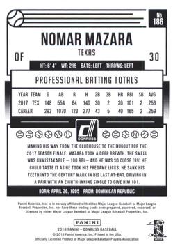 2018 Donruss - Career Stat Line #186 Nomar Mazara Back