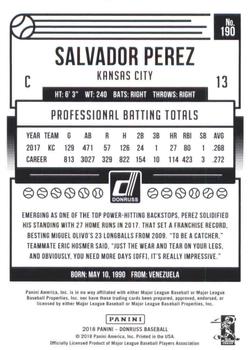 2018 Donruss - Career Stat Line #190 Salvador Perez Back