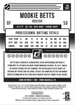 2018 Donruss - Career Stat Line #191 Mookie Betts Back