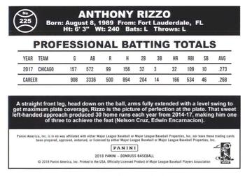 2018 Donruss - Career Stat Line #225 Anthony Rizzo Back