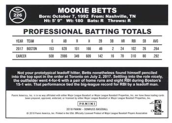 2018 Donruss - Career Stat Line #226 Mookie Betts Back