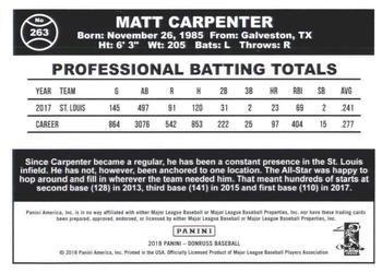 2018 Donruss - Career Stat Line #263 Matt Carpenter Back