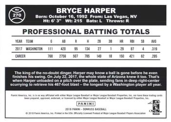 2018 Donruss - Career Stat Line #270 Bryce Harper Back