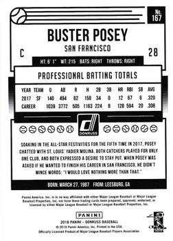 2018 Donruss - Holo Blue #167 Buster Posey Back