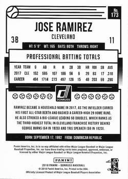 2018 Donruss - Holo Blue #173 Jose Ramirez Back