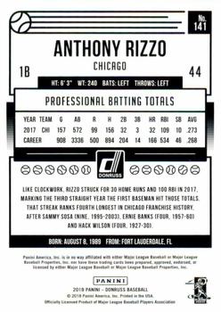2018 Donruss - Holo Green #141 Anthony Rizzo Back