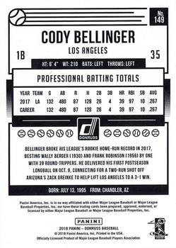 2018 Donruss - Holo Green #149 Cody Bellinger Back