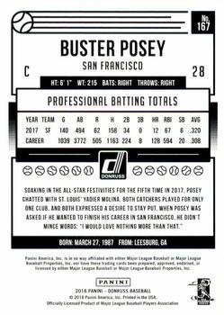 2018 Donruss - Holo Green #167 Buster Posey Back