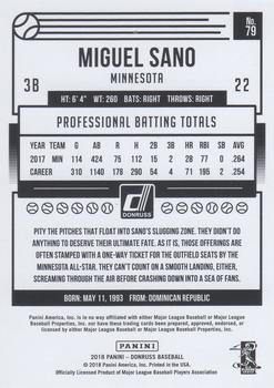 2018 Donruss - Season Stat Line #79 Miguel Sano Back