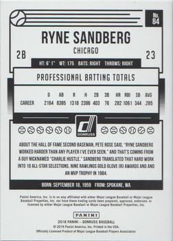 2018 Donruss - Season Stat Line #84 Ryne Sandberg Back