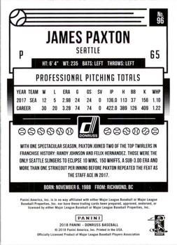 2018 Donruss - Season Stat Line #96 James Paxton Back