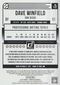 2018 Donruss - Season Stat Line #112 Dave Winfield Back