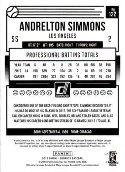 2018 Donruss - Season Stat Line #122 Andrelton Simmons Back