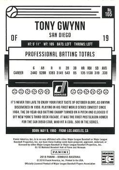 2018 Donruss - Season Stat Line #165 Tony Gwynn Back