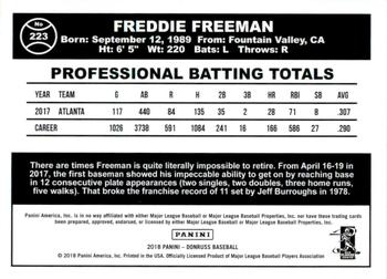 2018 Donruss - Season Stat Line #223 Freddie Freeman Back
