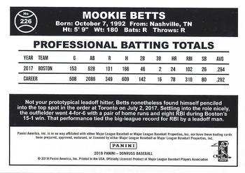 2018 Donruss - Season Stat Line #226 Mookie Betts Back