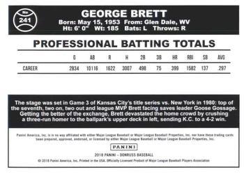 2018 Donruss - Season Stat Line #241 George Brett Back