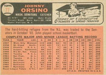2015 Topps - Topps Originals Buybacks 1966 #77 Johnny Orsino Back