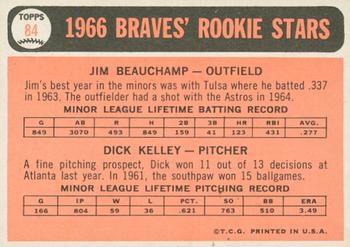 2015 Topps - Topps Originals Buybacks 1966 #84 Braves 1966 Rookie Stars (Jim Beauchamp / Dick Kelley) Back