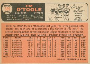 2015 Topps - Topps Originals Buybacks 1966 #389 Jim O'Toole Back