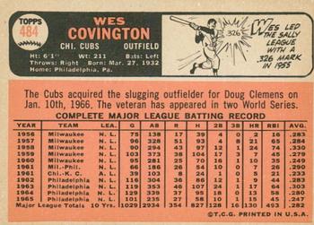 2015 Topps - Topps Originals Buybacks 1966 #484 Wes Covington Back