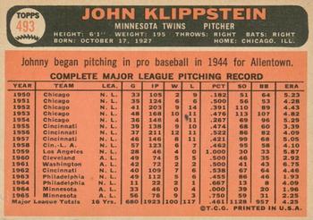 2015 Topps - Topps Originals Buybacks 1966 #493 Johnny Klippstein Back