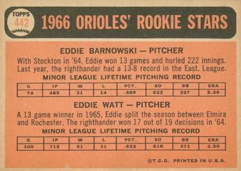 2015 Topps - Topps Originals Buybacks 1966 #442 Orioles 1966 Rookie Stars (Ed Barnowski / Eddie Watt) Back