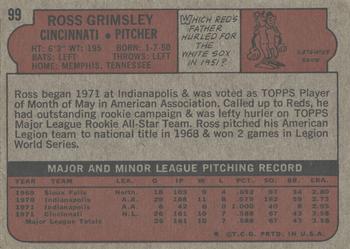 2015 Topps - Topps Originals Buybacks 1972 #99 Ross Grimsley Back