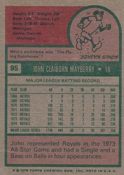 2015 Topps - Topps Originals Buybacks 1975 #95 John Mayberry Back